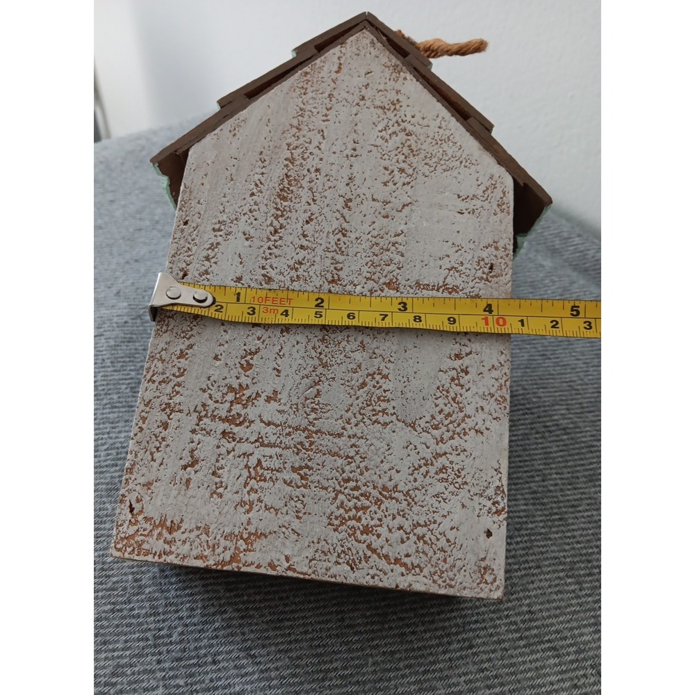 Handmade Hand-Painted Wooden Bird House Floral Hanging Indoor Outdoor 7.5x4.3x2 - Picture 9 of 10